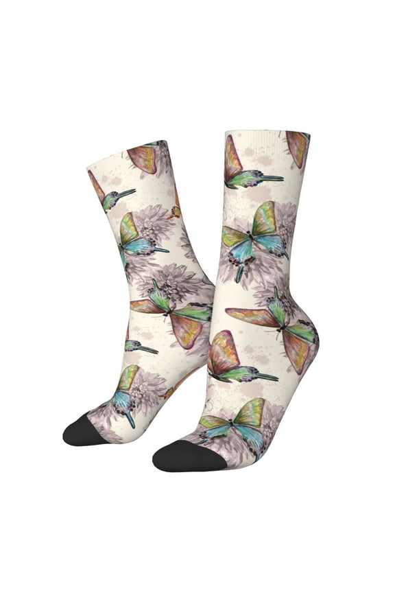 Flying Butterflies-1 Crew Socks for Men & Women, Breathable Casual Athletic Ankle Socks