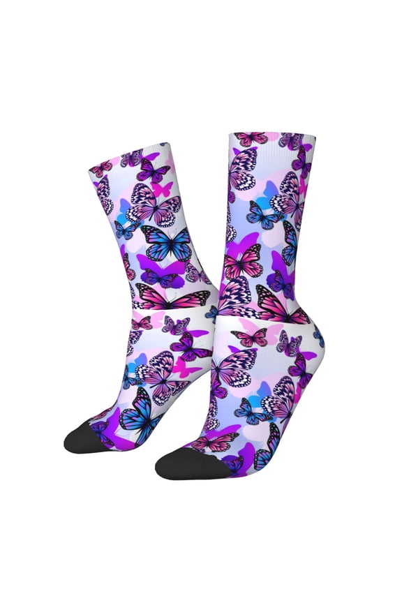 Flying Butterflies Crew Socks for Men & Women, Breathable Casual Athletic Ankle Socks