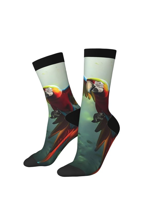 Flying Parrots In Jungle Crew Socks for Men & Women, Breathable Casual Athletic Ankle Socks