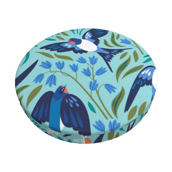 Vsdgher Flying Swallows Print Stool Covers Round,Stretch Round Stool Covers Washable Stool Cushion Slipcover Elastic Chair Covers for 12-14 Inch Chair