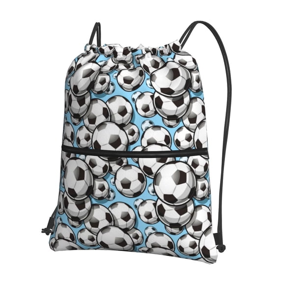 Vsdgher Football Soccer Ball Drawstring Backpack Water Resistant String Bag Sports Sackpack Gym Sack for Men Women