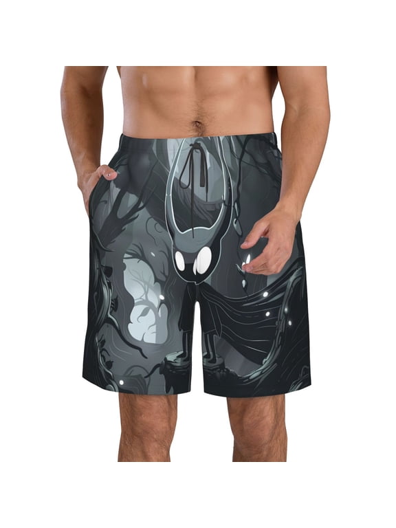 Forest Black Ghost Warrior Men's Beach Shorts, Surfing shorts, Swim trunks, Quick Dry Swim Trunks for Surfing Beach Fun -XX-Large