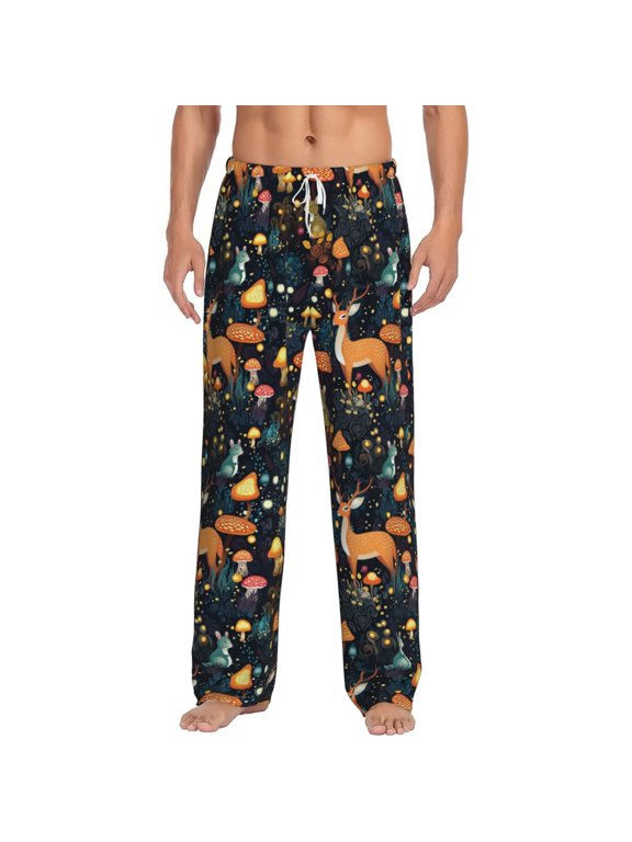 Forest Elf Print Mens Pajama Pants Sleep & Lounge Pants, PJ Bottoms With elastic waistb and Pockets