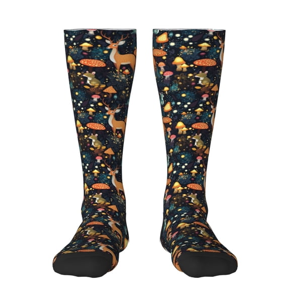 Vsdgher Forest Elf Print Thigh High Socks Extra Long Stretchy Sock Women Over Knee High Opaque Stocking Daily Wear