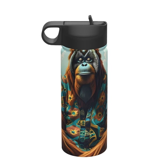Vsdgher Forest Meditating Gorilla for Insulated Stainless Steel Water Bottle,18oz Sports Water Bottle Stainless Steel Reusable Tumbler for Sports, Travel, and School