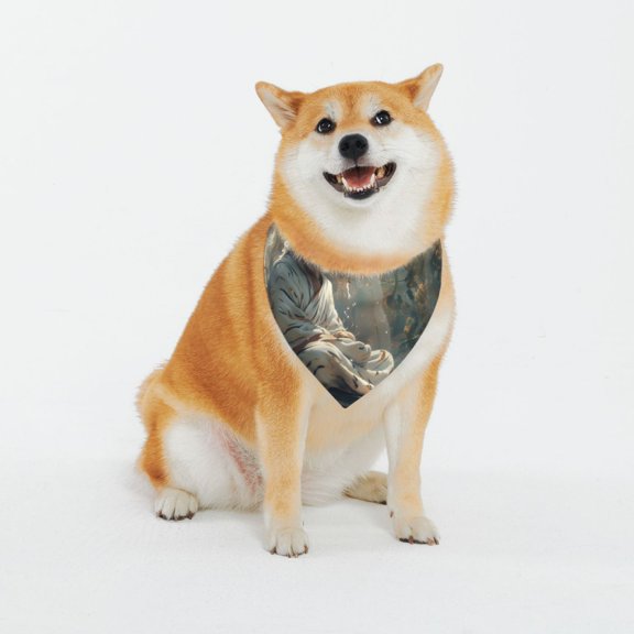 Vsdgher Forest Meditating White Tiger Dog Bandana Custom Dog Scarf Breathable Puppy Kerchief with Adjustable Bandana Bib for Dog and Cat-X-Large