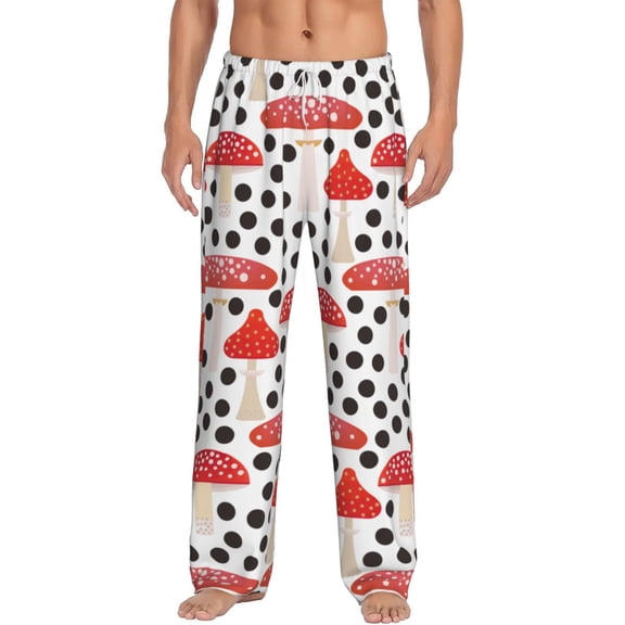 Vsdgher Forest Mushrooms Print Mens Pajama Pants Sleep & Lounge Pants, PJ Bottoms With elastic waistb and Pockets