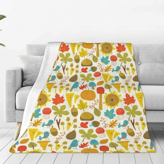 Vsdgher Forest Mushrooms Ultra-Soft Micro flannel Blanket Throw Blankets for Couch Sofa, Bed (4 sizes)-50"x40"