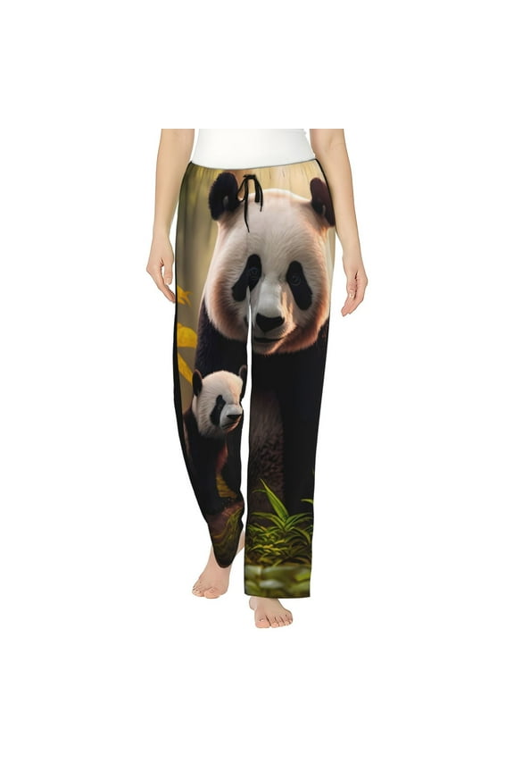 Forest Panda Women’s Womens Pajama Pants, Lounge Wide Leg PantsLounge Pants,Sleep Bottoms, Lounge for Women-Large