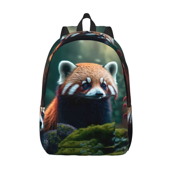 Vsdgher Forest Plant Raccoon Print Canvas Backpack Travel Rucksack Unisex Knapsack 15.7/17.7Inch Laptop Backpack for Work,College -Medium