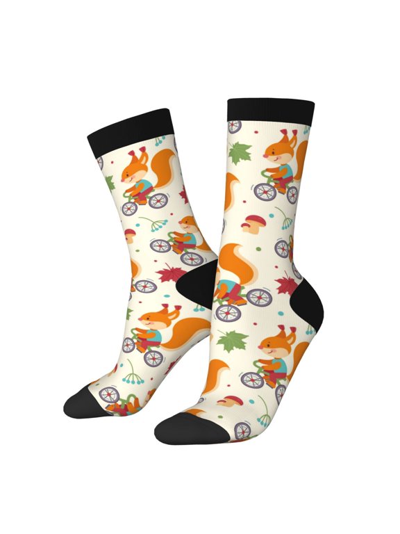 Forest Squirrel Crew Socks for Men & Women, Breathable Casual Athletic Ankle Socks