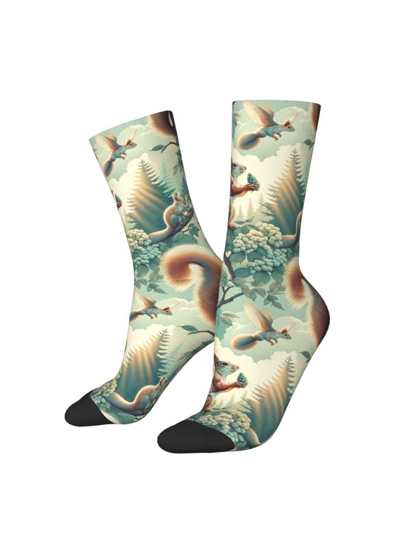 Forest squirrel surreal Crew Socks for Men & Women, Breathable Casual Athletic Ankle Socks
