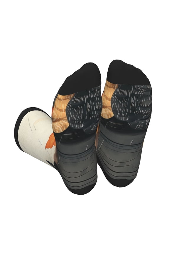 Four Cats Watching Rain Unisex Crew Socks Lightweight Breathable Ventilation Ankle Socks, Mid-calf socks for Daily