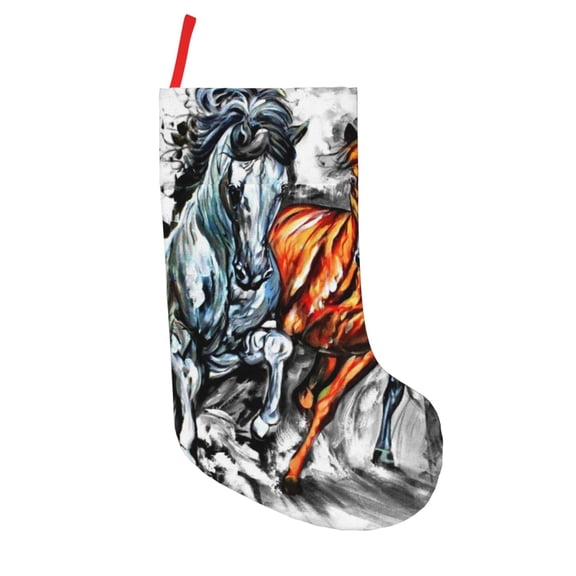 Vsdgher Four Running Horses Christmas Stockings 18 inch Large Kids Stocking Bags Hanging Socks for Christmas Decor Decorations