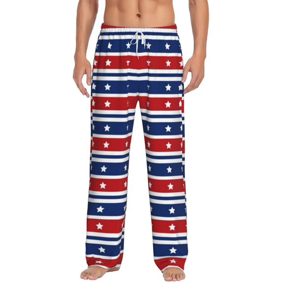 Vsdgher Fourth Of July Print Mens Pajama Pants Sleep & Lounge Pants, PJ Bottoms With elastic waistb and Pockets
