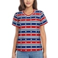 thumbnail image 1 of Vsdgher Fourth Of July Women Shirts V Neck Short Sleeve Tops T-Shirt Basic Tees, S to 3XL3X-Large, 1 of 5