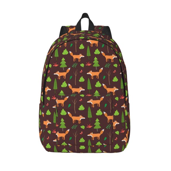 Vsdgher Fox In Forest Print Canvas Backpack Travel Rucksack Unisex Knapsack 15.7/17.7Inch Laptop Backpack for Work,College -Small