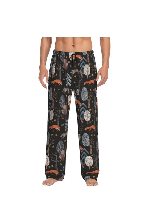 Fox In The Forest Mens Pajama Pants Sleep & Lounge Pants, PJ Pants-Medium