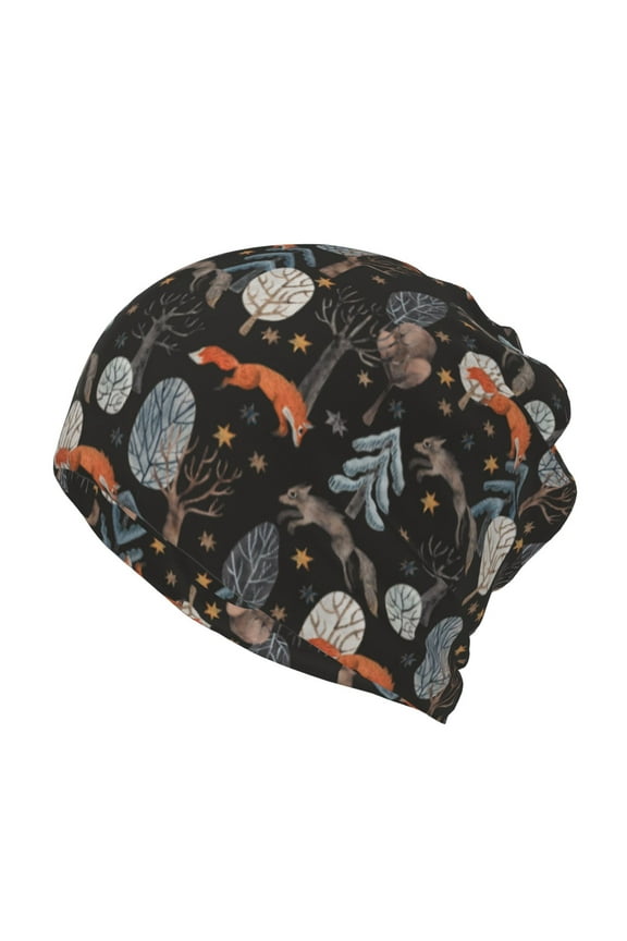 Fox In The Forest Slouchy Beanie Hat for Men/Women, Skull Cap Chemo Cap Night Sleeping Cap