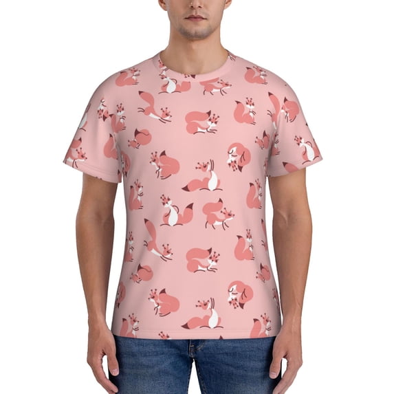 Vsdgher Fox Print Men's Dry Fit Mesh Athletic Shirts Moisture Wicking Tennis T-Shirt Tops