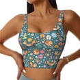 thumbnail image 1 of Vsdgher Foxes and Birds in Forest Print Women Sleeveless Athletic Tank Top Built-in Bra Camisole Sports Vest for Yoga Running Fitness Exercise with Removable Pads, 1 of 8