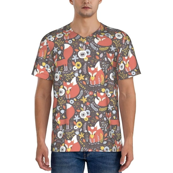 Vsdgher Foxes Mens T-Shirts Baseball Vintage Fashionable Lightweight Casual Crew Neck Slim Fit with Long Sleeves-Medium