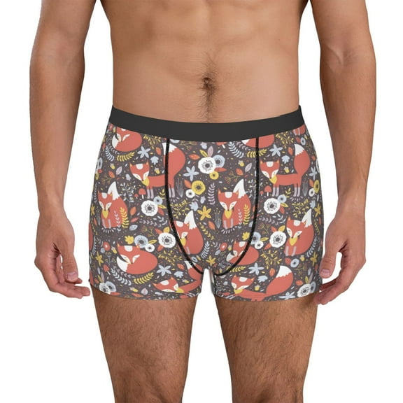 Vsdgher Foxes Pattern Men's Boxer Brief Underwear,Soft Funny Underwear for Men-Small