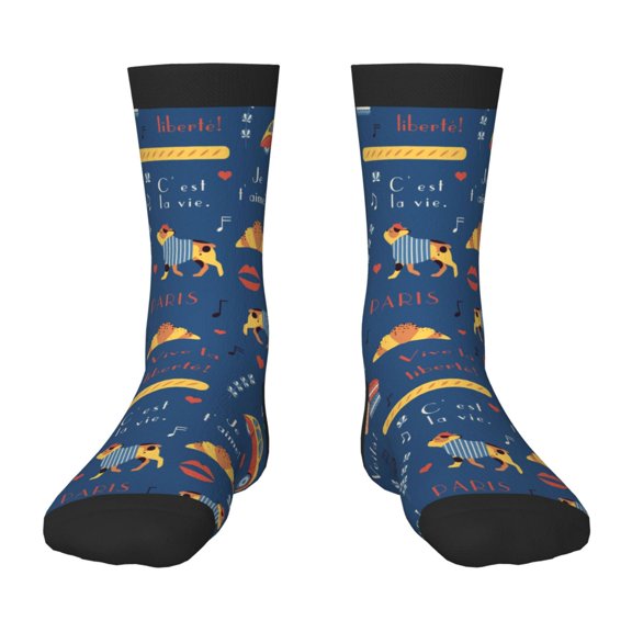 Vsdgher French Bulldog Dog In Beret Pattern Kids Socks Boys Girl Crew Athletic Half Sport Running Breathable Socks Lightweight Stretch Crew Socks