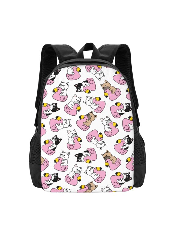 French Bulldog Duck Print Backpack for Women Men School Bookbag with Laptop Compartment for College Work Travel, Simple Fashion Casual Daypack, Fit 15" Laptop