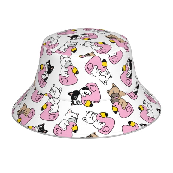 Vsdgher French Bulldog Duck Print Bucket Hat for Men&Women Bucket Hat Reversible Summer Double-Side-Wear Travel Gardening, Beach, Camping, Hiking, Fishing Cap