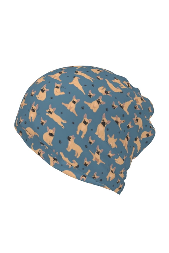 French Bulldog Yoga Slouchy Beanie Hat for Men/Women, Skull Cap Chemo Cap Night Sleeping Cap