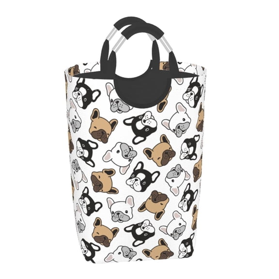 Vsdgher French Bulldog3 Print Square Laundry Bag Large Collapsible Dirty Clothes Bags With Handles Waterproof Essentials Storage For College Dorm, Family