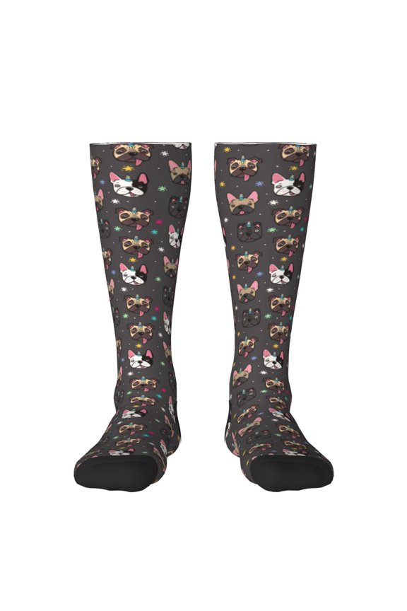 French Bulldogs Knee Socks, High Socks Long Stretchy Sock Women Knee High Stocking, Long Socks for Women