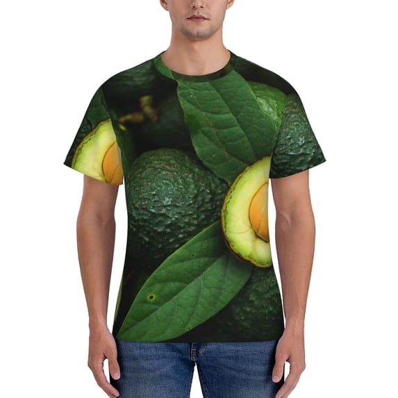 Vsdgher Fresh Avocados Print Men's Dry Fit Mesh Athletic Shirts Moisture Wicking Tennis T-Shirt Tops