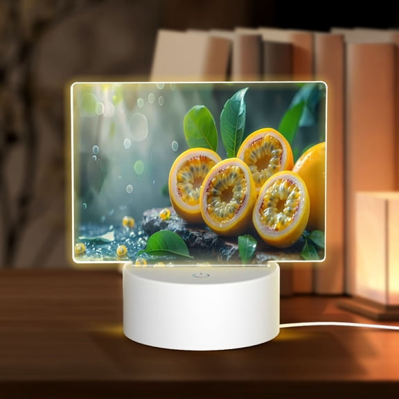 Vsdgher Fresh Passion Fruit Still Life Rectangular Acrylic Night Light Acrylic Sleep Night Light Friend Gifts for Birthday Gifts for Women Teens Boys Girls