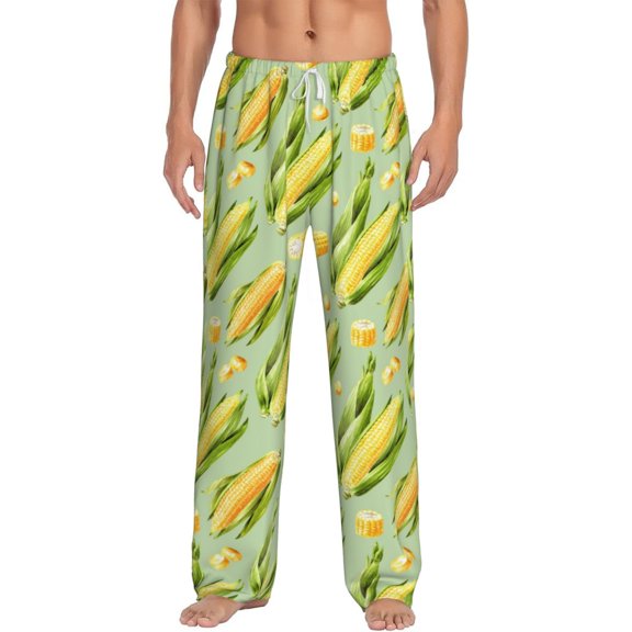 Vsdgher Fresh Sweet Corn Print Mens Pajama Pants Sleep & Lounge Pants, PJ Bottoms With elastic waistb and Pockets