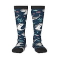 thumbnail image 1 of Vsdgher Friendly Smiling Sharks Print Thigh High Socks Extra Long Stretchy Sock Women Over Knee High Opaque Stocking Daily Wear, 1 of 5