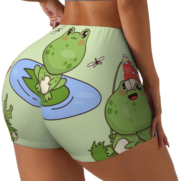 Vsdgher Frog Amanita Mushroom Workout Shorts for Women Seamless Soft Smooth Gym Yoga Scrunch Active Exercise Fitness Shorts-Large