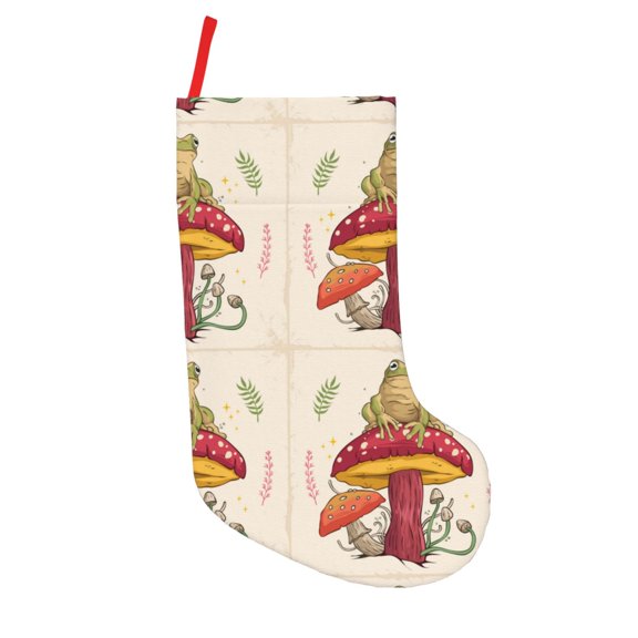 Vsdgher Frog Sitting On Mushroom Christmas Stockings 18 inch Large Kids Stocking Bags Hanging Socks for Christmas Decor Decorations