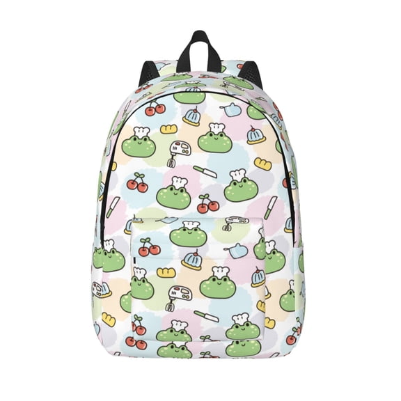 Vsdgher Frog Wear Chef Hat Print Canvas Backpack Travel Rucksack Unisex Knapsack 15.7/17.7Inch Laptop Backpack for Work,College -Small