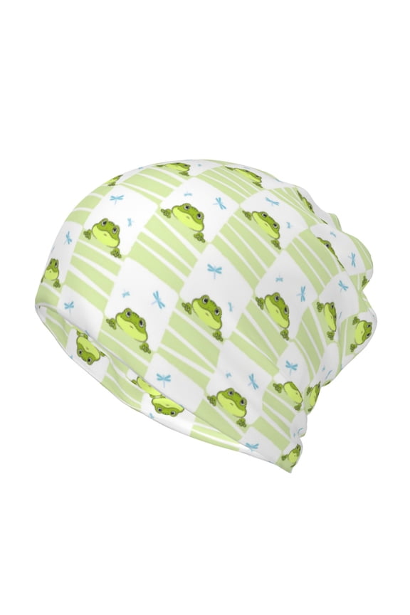Frogs and Dragonflies Slouchy Beanie Hat for Men/Women, Skull Cap Chemo Cap Night Sleeping Cap