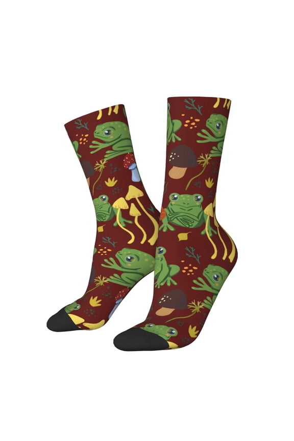 Frogs and Mushrooms Crew Socks for Men & Women, Breathable Casual Athletic Ankle Socks