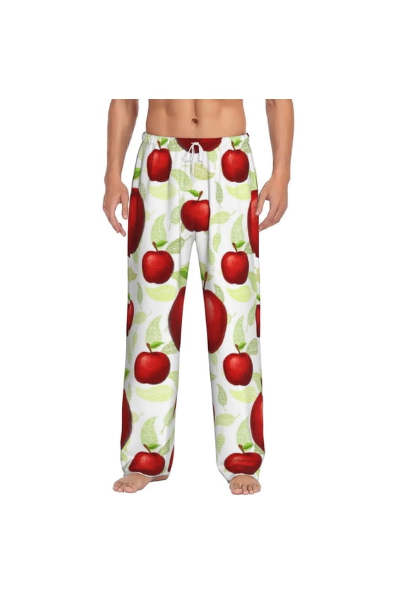 Fruit Apples Print Mens Pajama Pants Sleep & Lounge Pants, PJ Bottoms With elastic waistb and Pockets