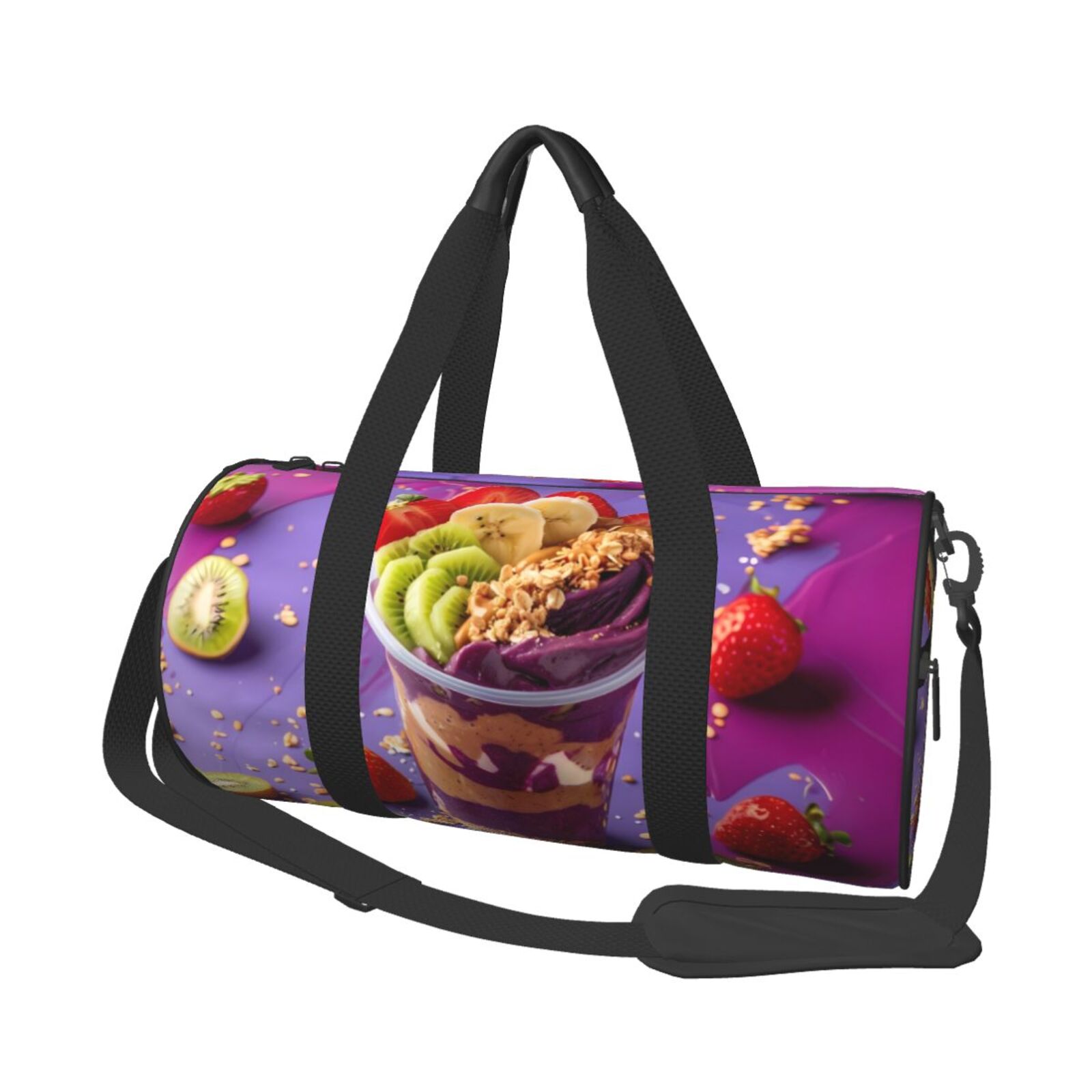 Vsdgher Fruit Parfait Colorful 45L Foldable Duffel Bag, Sports Gym Bag,Overnight Bag, Portable Weekender Bag for Airplanes