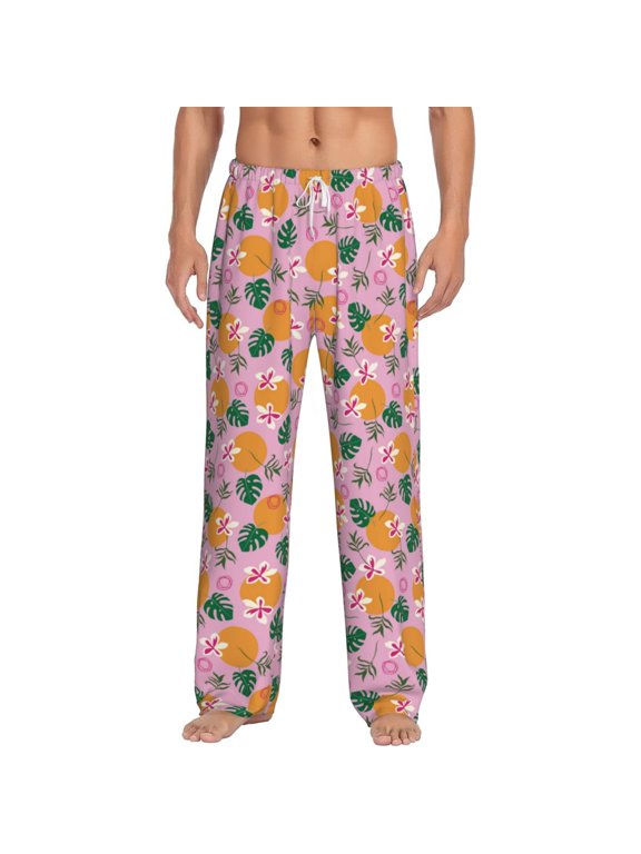 Fruit Print Mens Pajama Pants Sleep & Lounge Pants, PJ Bottoms With elastic waistb and Pockets