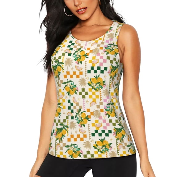 Vsdgher Fruit Print Tank Top Sports Vest Bra for Women Sports ,Performance Stretchy Quick Dry Sports Workout Running Top Vest with Removable Pads