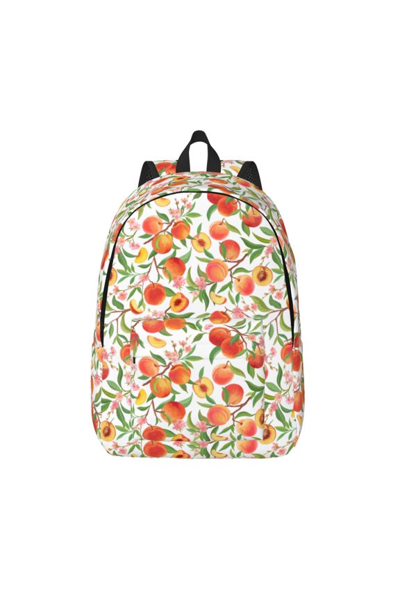 Fruits Peach2 Print Canvas Backpack Travel Rucksack Unisex Knapsack 15.7/17.7Inch Laptop Backpack for Work,College -Small