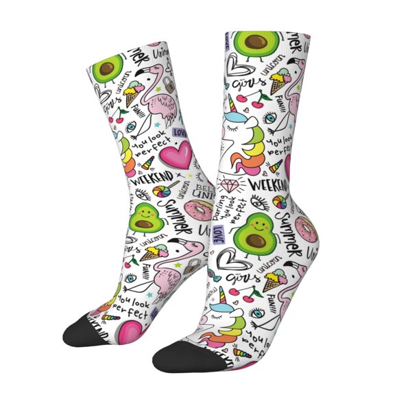 Vsdgher Fun Animal with Unicorn Crew Socks for Men & Women, Breathable Casual Athletic Ankle Socks