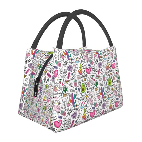 Vsdgher Fun Animal with Unicorn Print Insulated Reusable Bags with Sturdy Zipper and Handles, Foldable Totes for Hot or Cold Food Bring or Delivery