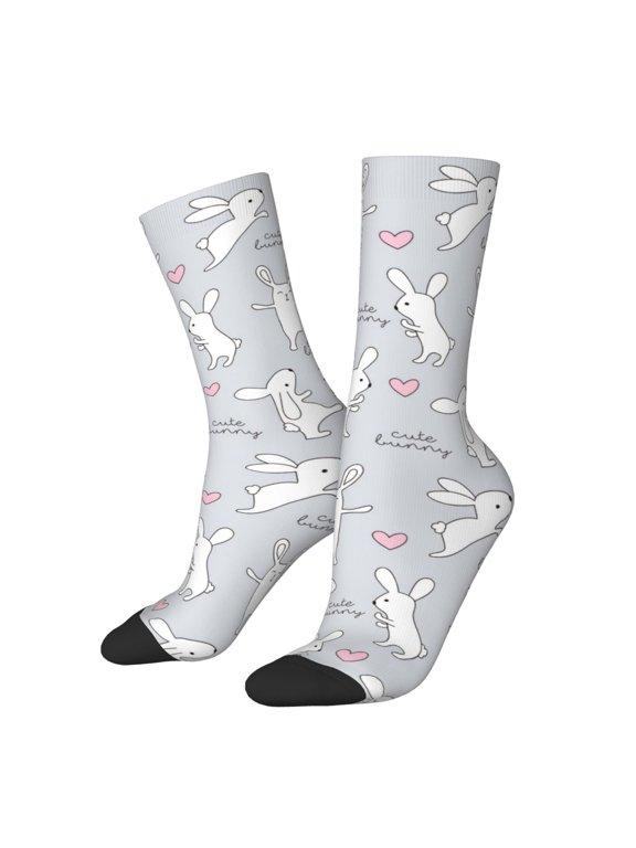Fun Rabbit Crew Socks for Men & Women, Breathable Casual Athletic Ankle Socks